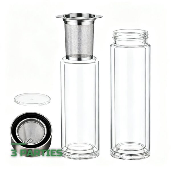 Bouteille à Thé en Verre avec Infuseur Double Paroi