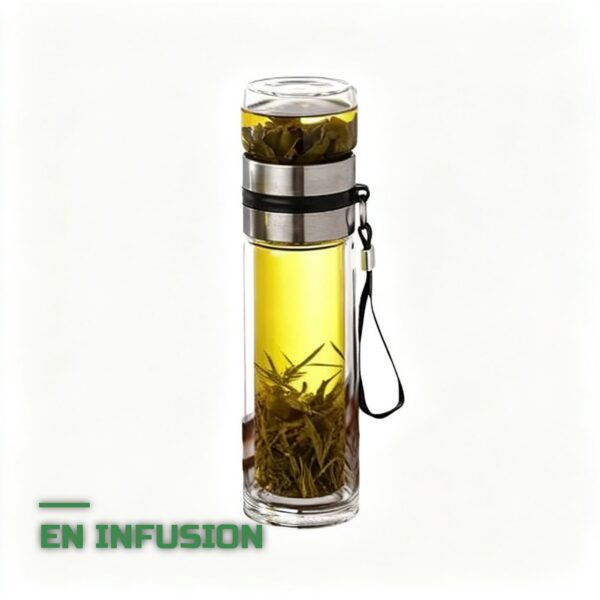 Bouteille à Thé en Verre avec Infuseur Double Paroi