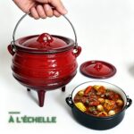 Cocotte en Fonte à Trois Pieds pour Camping et Feu de Bois