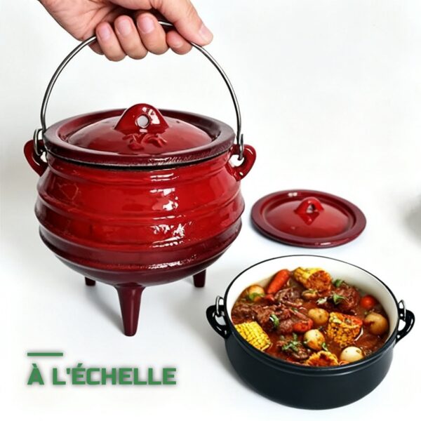 Cocotte en Fonte à Trois Pieds pour Camping et Feu de Bois