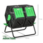 Composteur Rotatif de Jardin à Double Chambre 130L