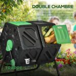 Composteur Rotatif de Jardin à Double Chambre 130L