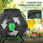 Composteur Rotatif de Jardin à Double Chambre 130L