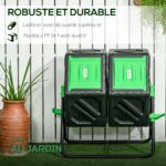 Composteur Rotatif de Jardin à Double Chambre 130L