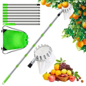 Cueille-Fruits Télescopique avec Perche et Panier de Récolte