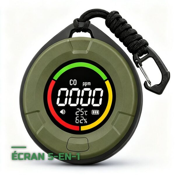 Détecteur de CO Portable 5-en-1 CO2 Température Humidité
