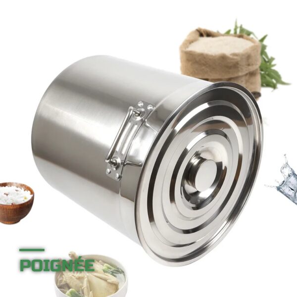 Faitout Marmite Inox Grande Capacité avec Couvercle et Poignées