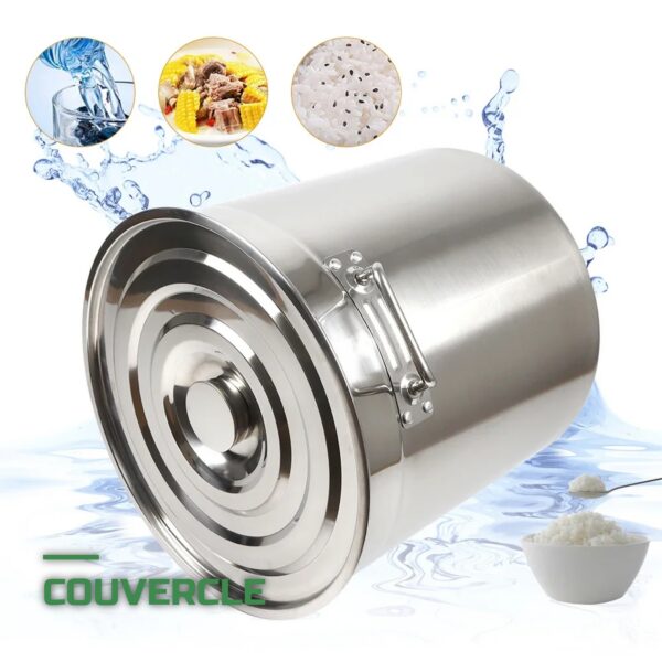 Faitout Marmite Inox Grande Capacité avec Couvercle et Poignées