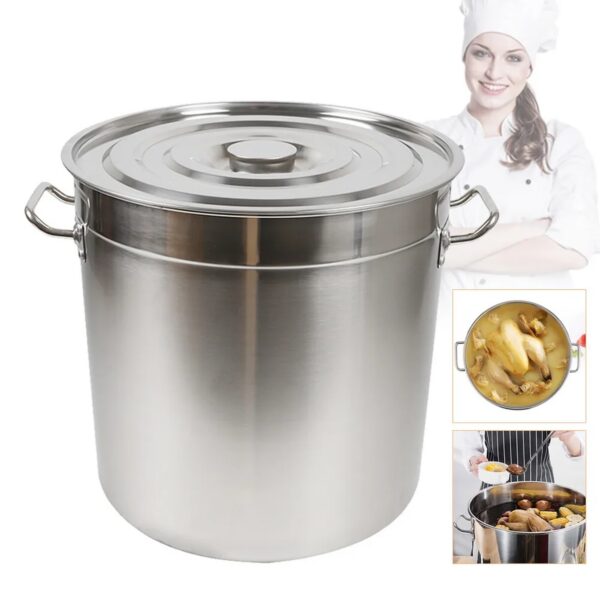 Faitout Marmite Inox Grande Capacité avec Couvercle et Poignées