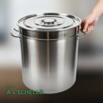 Faitout Marmite Inox Grande Capacité avec Couvercle et Poignées