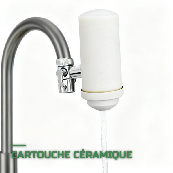 Filtre à Eau sur Robinet en Inox 304 avec Cartouche Céramique