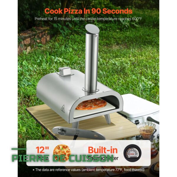 Four à Pizza Portable au Bois 12 Pouces avec Thermomètre