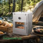 Four de Camping Pliable en Inox avec Thermomètre pour Feu de Bois