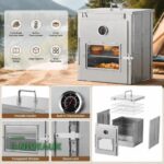 Four de Camping Pliable en Inox avec Thermomètre pour Feu de Bois