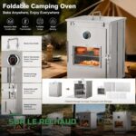 Four de Camping Pliable en Inox avec Thermomètre pour Feu de Bois