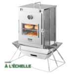 Four de Camping Pliable en Inox avec Thermomètre pour Feu de Bois