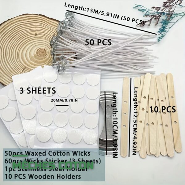 Kit de Fabrication de Bougies Mèches en Coton & Supports