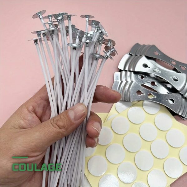 Kit de Fabrication de Bougies Mèches en Coton & Supports
