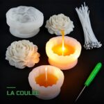 Kit de Moules à Bougies en Silicone 3 Tailles avec Mèches