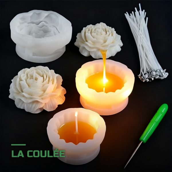 Kit de Moules à Bougies en Silicone 3 Tailles avec Mèches