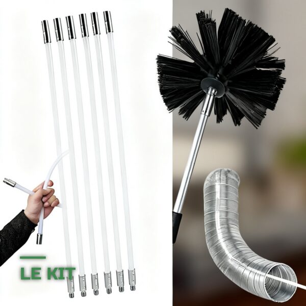 Kit de Ramonage de Cheminée Flexible Brosses & Tiges