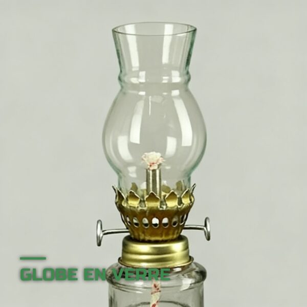 Lampe à Huile Vintage en Verre Coupe-Vent d'Éclairage d'Urgence