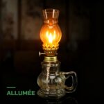 Lampe à Huile Vintage en Verre Coupe-Vent d'Éclairage d'Urgence