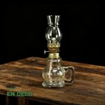 Lampe à Huile Vintage en Verre Coupe-Vent d'Éclairage d'Urgence