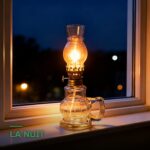 Lampe à Huile Vintage en Verre Coupe-Vent d'Éclairage d'Urgence