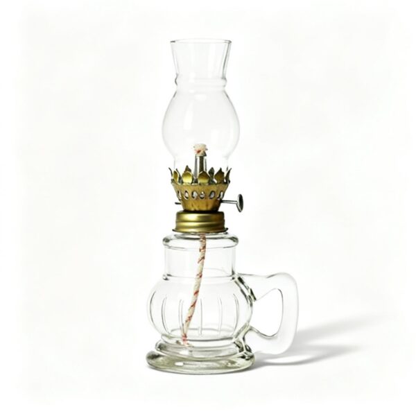 Lampe à Huile Vintage en Verre Coupe-Vent d'Éclairage d'Urgence