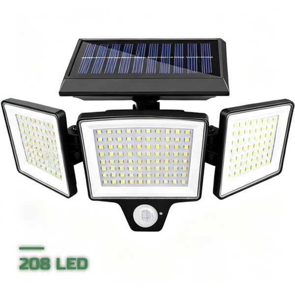 Lampe Solaire Murale 208 LED à Détecteur de Mouvement