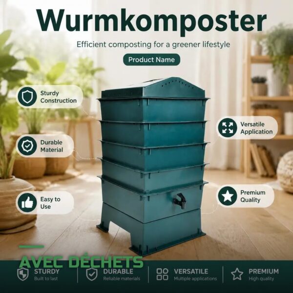 Lombricomposteur à 4 Étages pour Compost de Vers