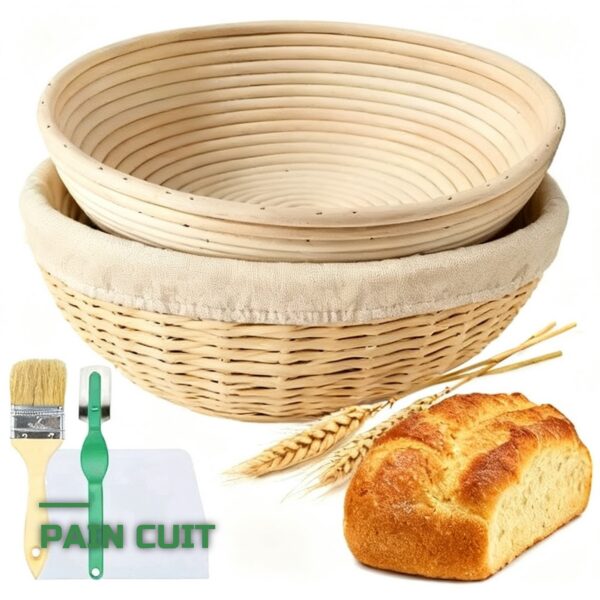 Lot de 2 Bannetons en Rotin Paniers de Pousse pour Pain
