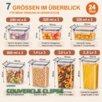 Lot de 24 Boîtes de Conservation Hermétiques Empilables pour Garde-Manger