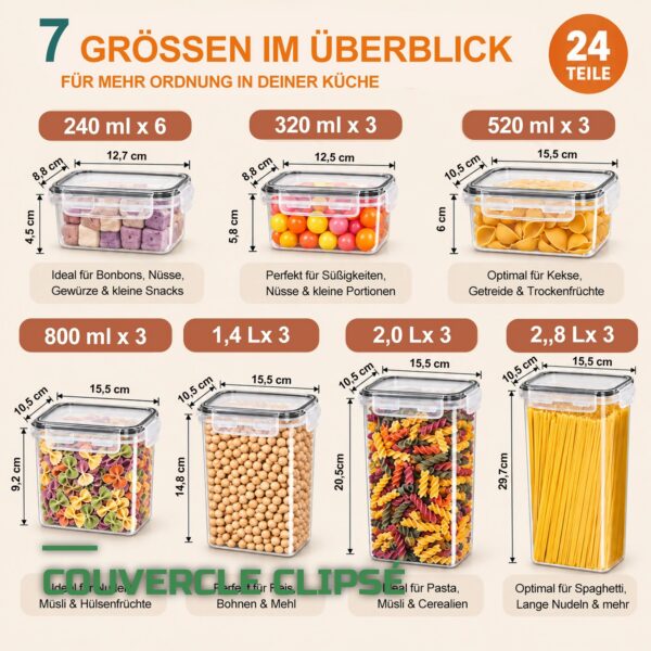 Lot de 24 Boîtes de Conservation Hermétiques Empilables pour Garde-Manger