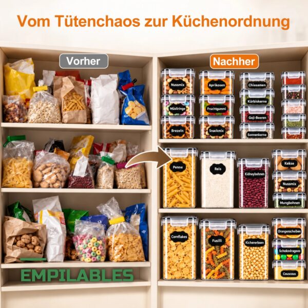 Lot de 24 Boîtes de Conservation Hermétiques Empilables pour Garde-Manger