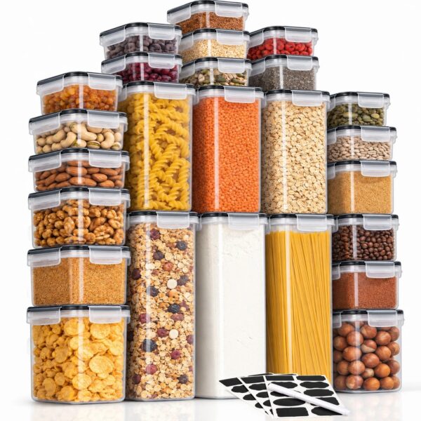 Lot de 24 Boîtes de Conservation Hermétiques Empilables pour Garde-Manger Lot de 24 Boîtes de Conservation Hermétiques Empilables pour Garde-Manger
