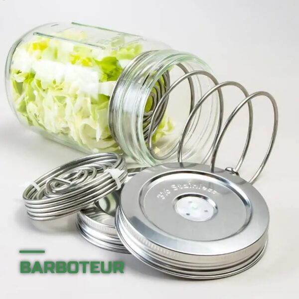 Lot de 3 Couvercles de Fermentation Inox avec Barboteur pour Bocaux