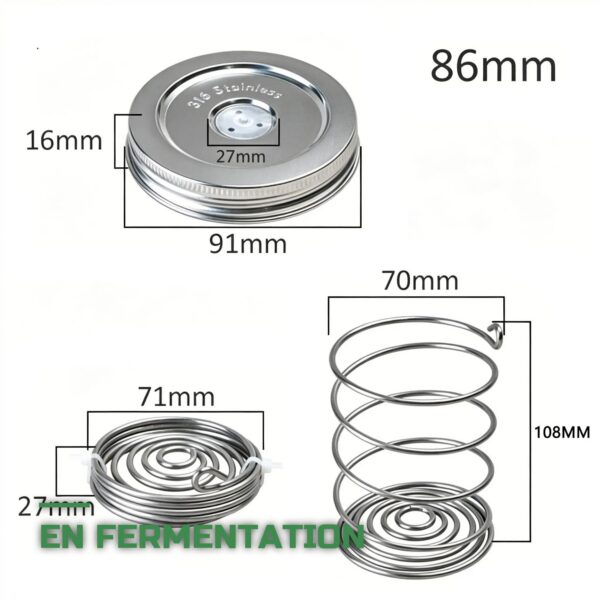 Lot de 3 Couvercles de Fermentation Inox avec Barboteur pour Bocaux