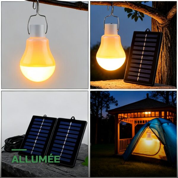 Lot de 4 Ampoules Solaires Suspendues Rechargeables de Camping