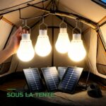 Lot de 4 Ampoules Solaires Suspendues Rechargeables de Camping