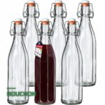 Lot de 6 Bouteilles en Verre 1L avec Bouchon pour Boissons et Fermentation