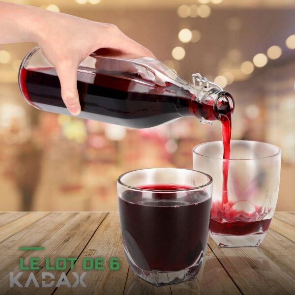 Lot de 6 Bouteilles en Verre 1L avec Bouchon pour Boissons et Fermentation
