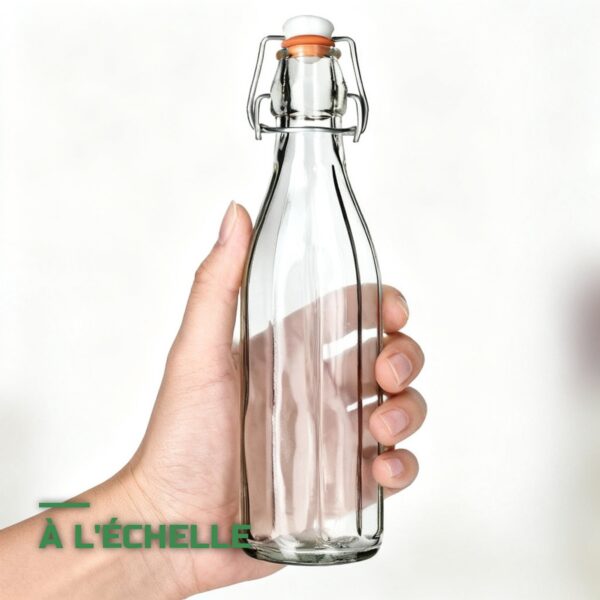 Lot de 6 Bouteilles en Verre 1L avec Bouchon pour Boissons et Fermentation