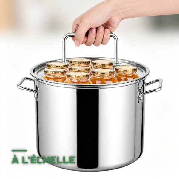 Marmite Stérilisateur Inox 15L avec 2 Grilles pour Bocaux et Conserves