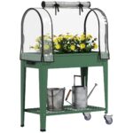 Mini-Serre de Balcon avec Housse Roulettes et Étagère