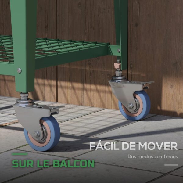 Mini-Serre de Balcon avec Housse Roulettes et Étagère