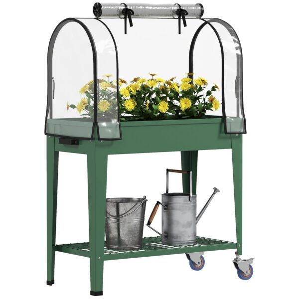 Mini-Serre de Balcon avec Housse Roulettes et Étagère