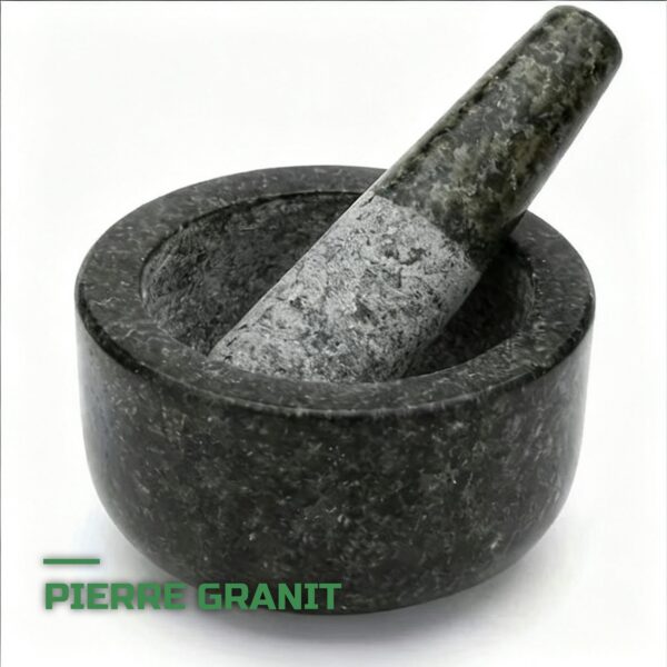 Mortier et Pilon en Granit Poli Herboristerie