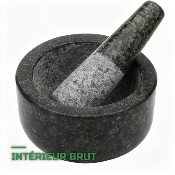 Mortier et Pilon en Granit Poli Herboristerie
